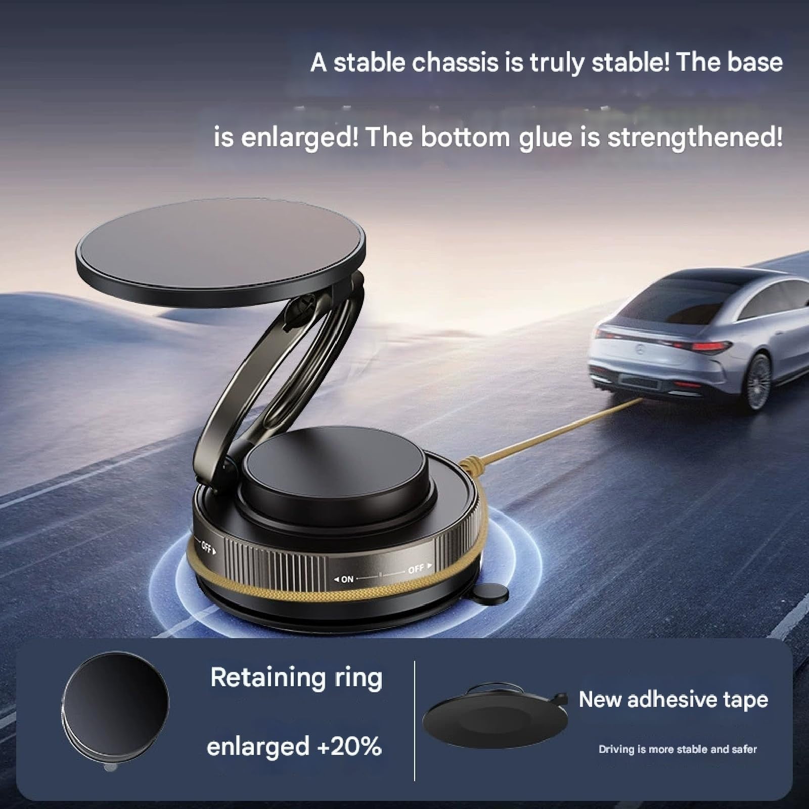 360° Vacuum Magnetic Phone Holder - Suction Cup Car Mount with Foldable Stand